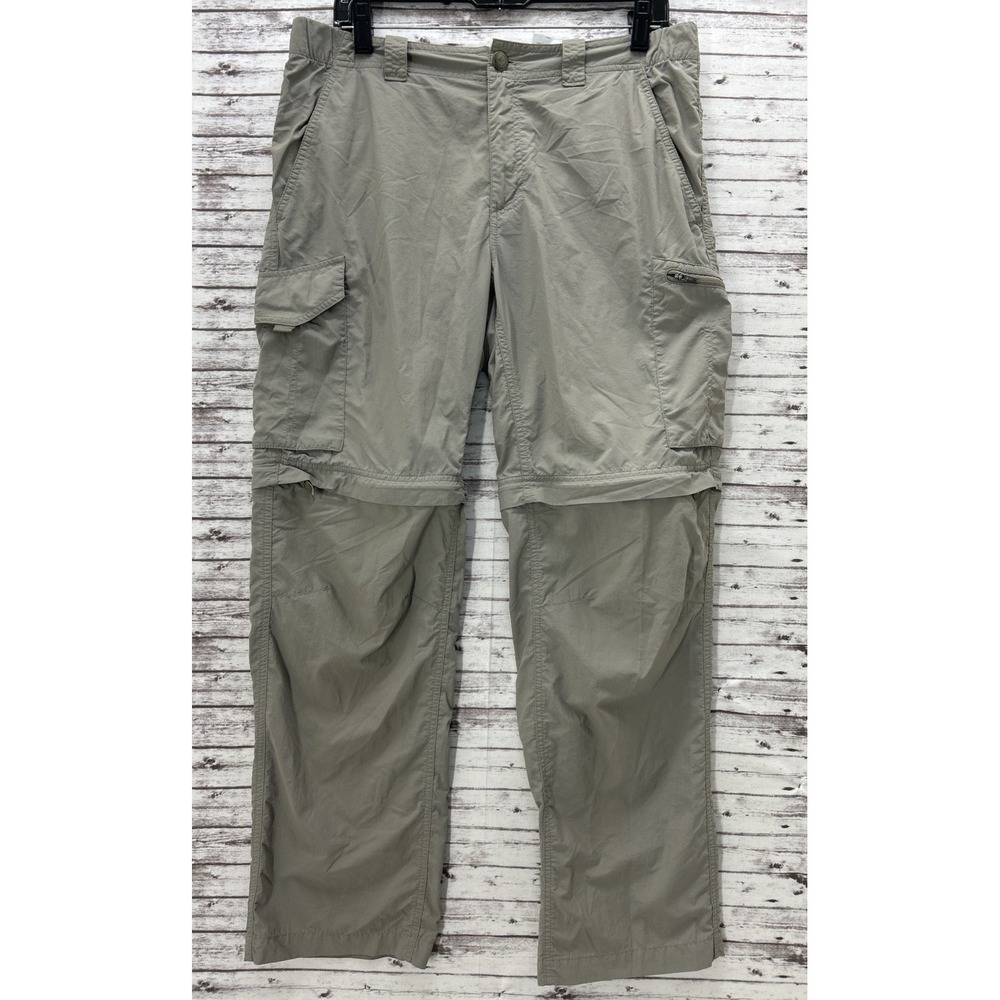 Columbia Pants Men 34x30 Gray Ripstop Omni Shade Convertible Straight Hiking